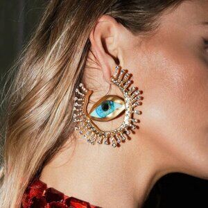 GAZE HOOP GOLD EYES EARRINGS